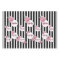 Birthday black white stripes pink florals monogram