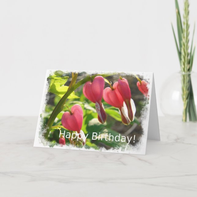 Birthday Bleeding Hearts Card (Front)