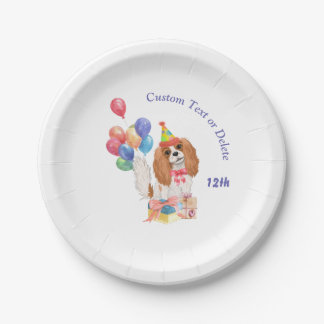 Birthday Blenheim Cavalier King Charles Spaniel  Paper Plate