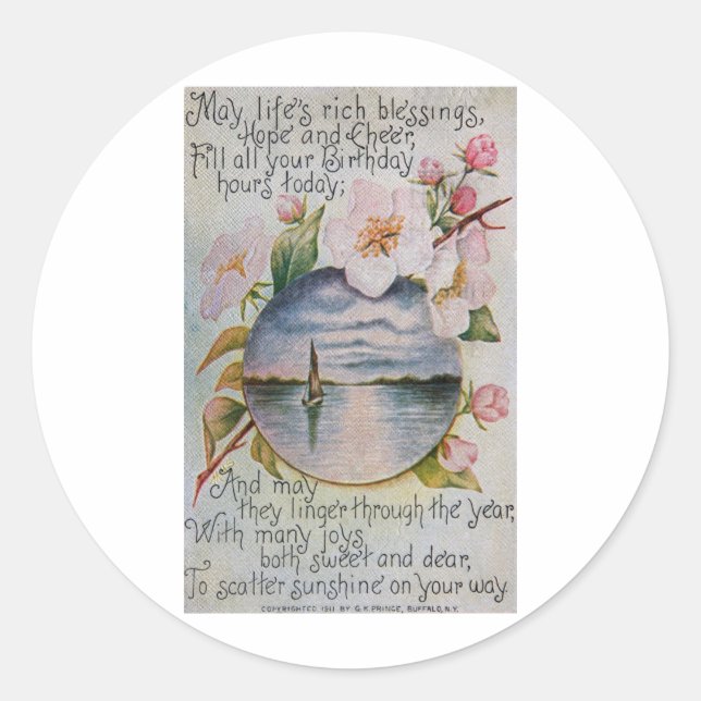 Birthday Blessings Classic Round Sticker (Front)