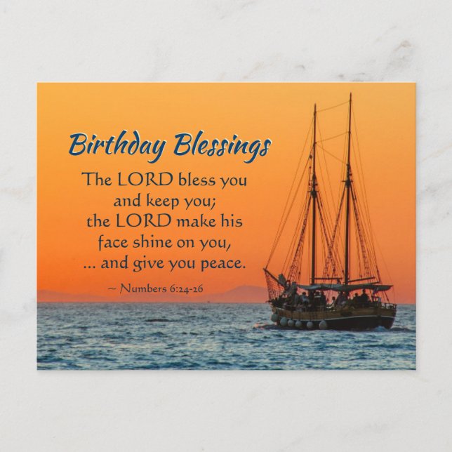 Birthday Blessings Numbers 6 The Lord Bless You Postcard (Front)