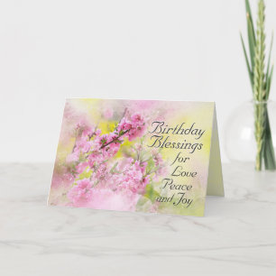 Birthday Blessings of Love, Peace and Joy, Flowers Holiday Card