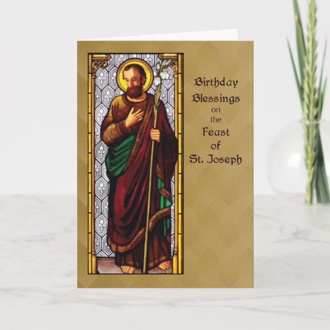 Birthday Blessings on Feast of St. Joseph Wheat St Card (Front)