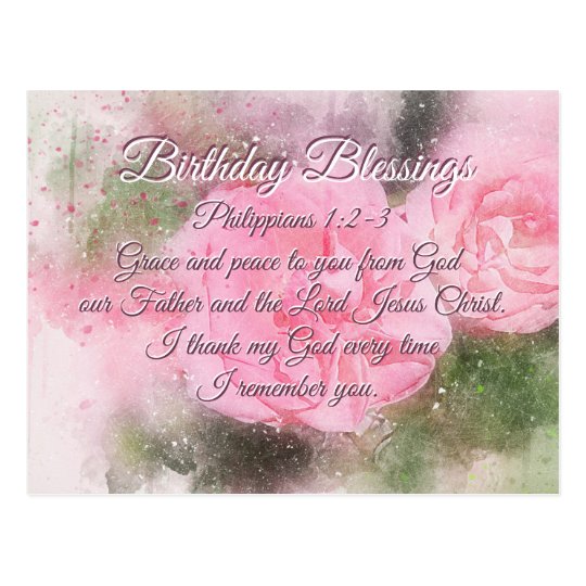 Birthday Blessings Philippians 1:2-3 Bible Verse Postcard | Zazzle.co.uk