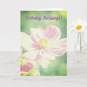 Birthday Blessings Pink Floral Happy Birthday Card