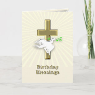 Birthday blessings with a golden cross card