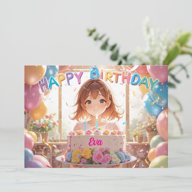 Birthday Bliss in Anime Style (Standing Front)