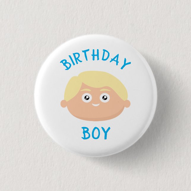 Birthday Blonde Boy 3 Cm Round Badge (Front)