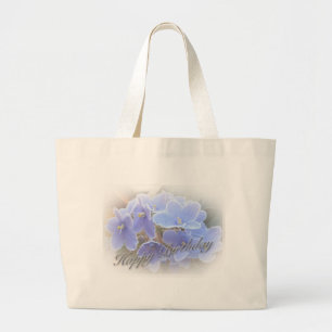 Birthday Blue African Violets Large Tote Bag