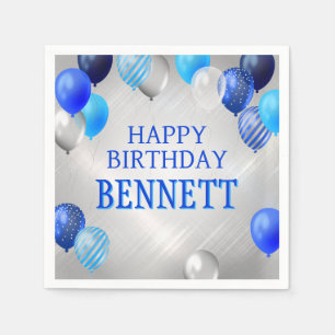 Birthday Blue Balloons Napkin