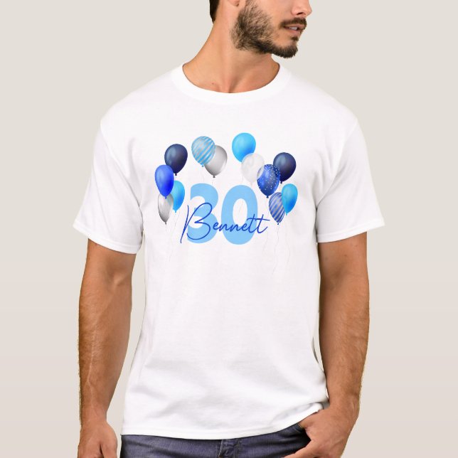 Birthday Blue Balloons T-Shirt (Front)