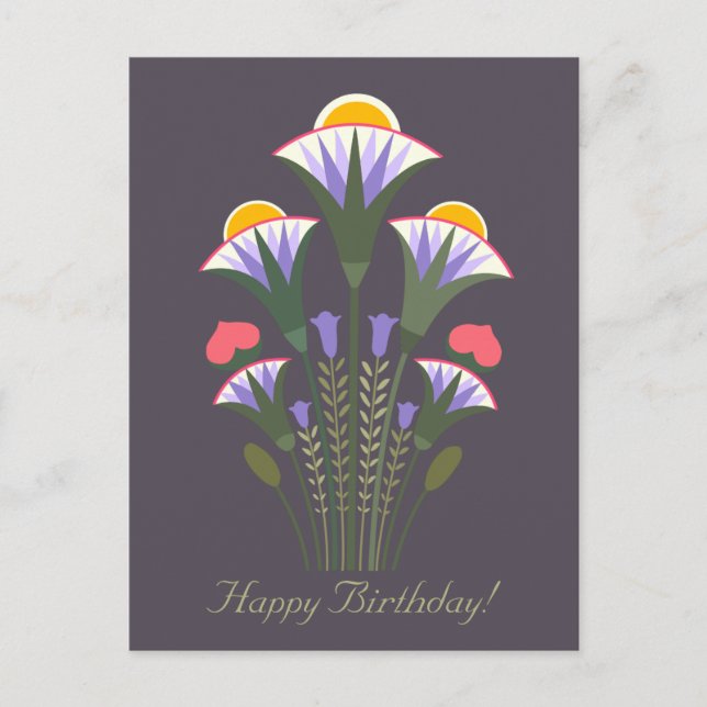 Birthday Blue Egyptian lotus ornament CC1020 Postcard (Front)