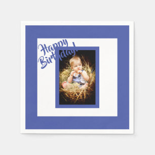 Birthday blue photo boy napkin
