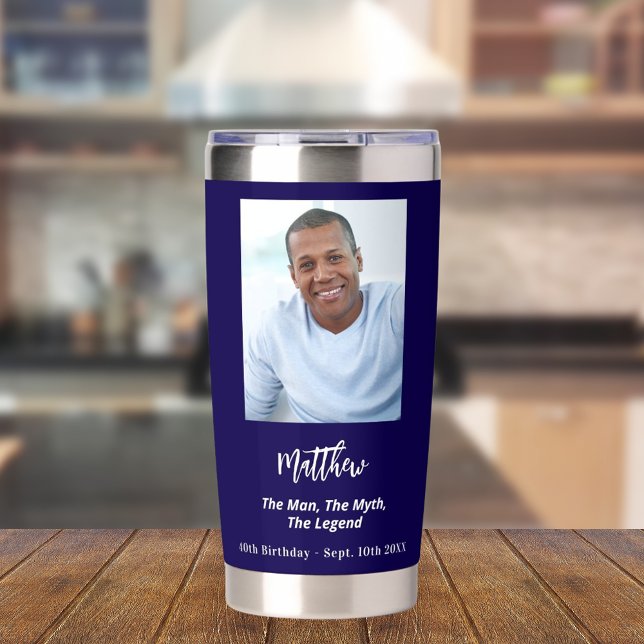 Birthday blue photo man myth legend insulated tumbler (Creator Uploaded)