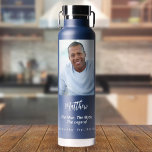 Birthday blue photo man myth legend water bottle<br><div class="desc">Personalise and add your own photo of the birthday boy/man.  The text: The name in white with a modern hand lettered style script. Personalise and add a name,  age 40 and a text.  Text: The Man,  The Myth,  The Legend. Blue bottle.</div>