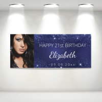 Birthday blue silver glitter dust custom photo