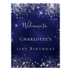 Birthday blue silver glitter party welcome