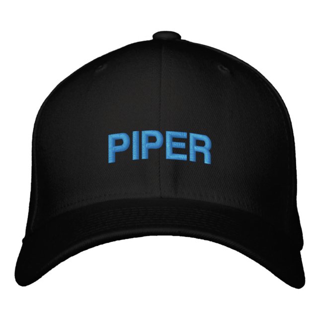 Birthday Blue Typography Pilot Aviation Simple Embroidered Hat (Front)