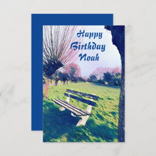 Birthday Blue Watercolor Garden Bench For Him