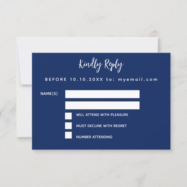 Birthday blue white confetti party RSVP card (Front)