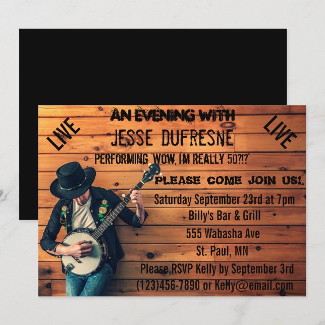 Birthday Blues Invitation (Front/Back)