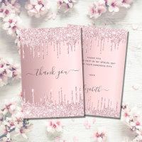 Birthday blush pink glitter drips elegant script