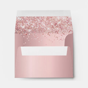 Birthday blush pink glitter dust return address envelope
