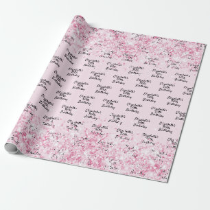 Birthday blush pink glitter name wrapping paper