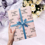 Birthday blush pink gold name script<br><div class="desc">A blush pink background with golden dots,  sparkles,  black text. Personalise and add a name and age.  A modern hand lettered style script.</div>