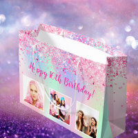 Birthday blush pink purple holographic photo