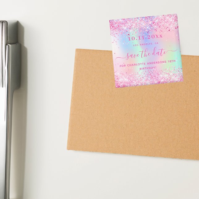 Birthday blush pink save the date magnet (Creator Uploaded)