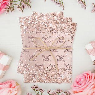 Birthday blush rose gold sparkle  wrapping paper sheet