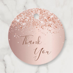 Birthday blush rose gold thank you favour tags