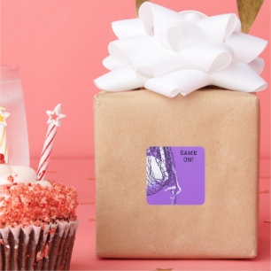 Birthday Bold Purple Net & Volleyball Square Sticker