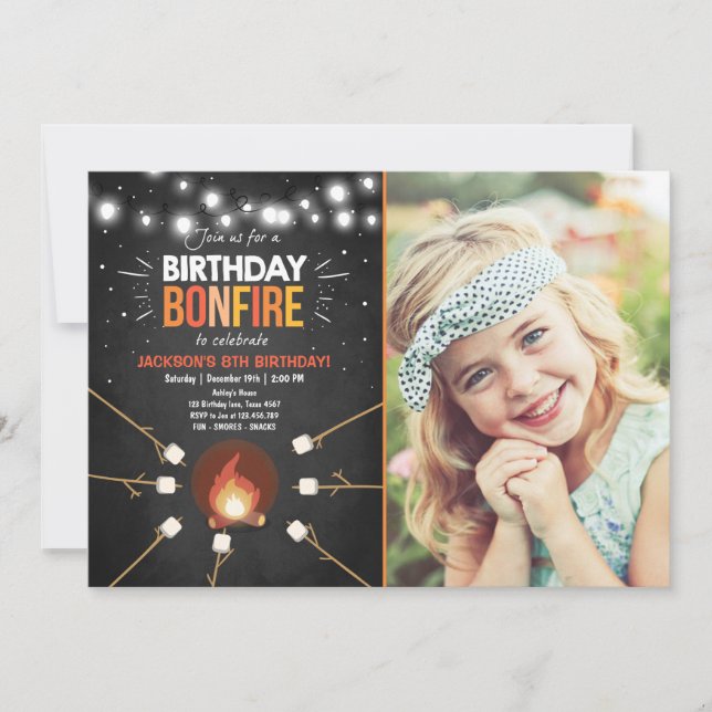 Birthday Bonfire Campout Cookout Party invitation (Front)