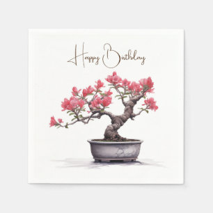 Birthday Bonsai Tree In Pot Napkin
