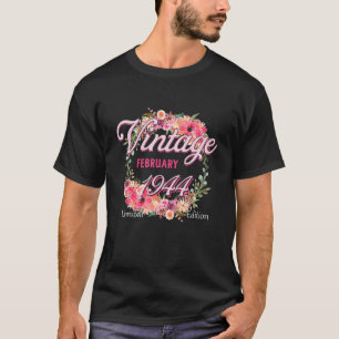 Birthday Born In February 1944 Flowers Bday T-Shirt