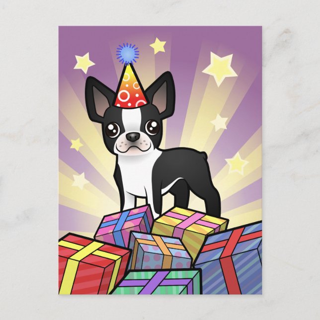 Birthday Boston Terrier Postcard (Front)