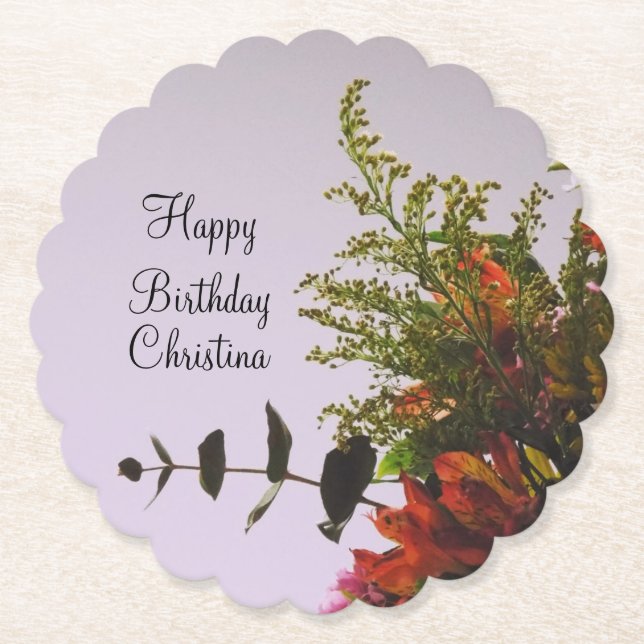 Birthday Bouquet Paper Coaster (Front)