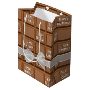 Birthday Bow on Chocolate Candy Bar Medium Gift Bag