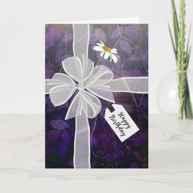 Birthday Bow with Daisy  Card (Front)