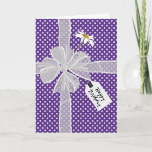 Birthday Bow with Daisy On Polka Dots Card