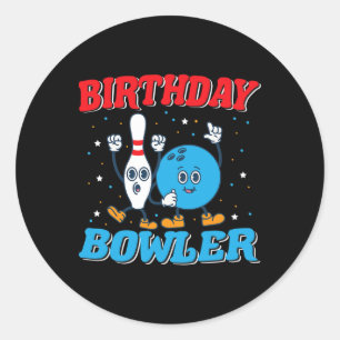 Birthday Bowler - Boys Birthday Funny Kids Bowling Classic Round Sticker