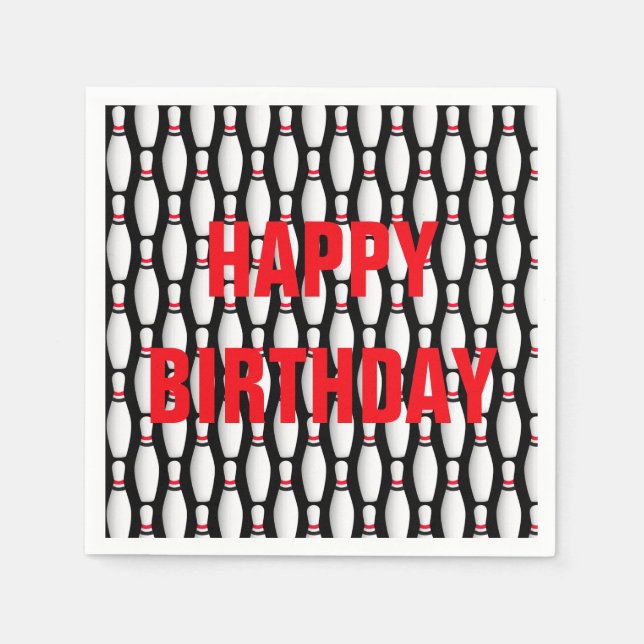 birthday bowling pins on black napkin (Front)