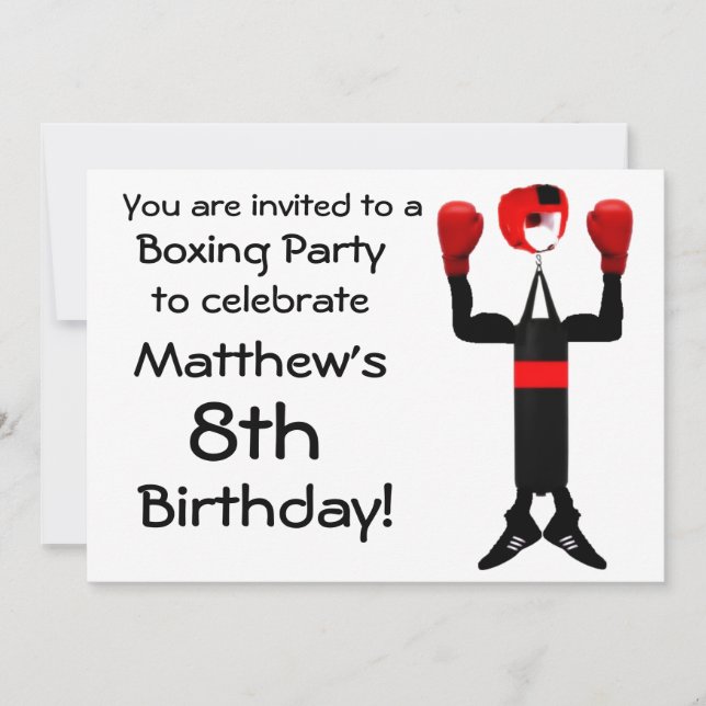 Birthday Boxing Party Invitation (Front)
