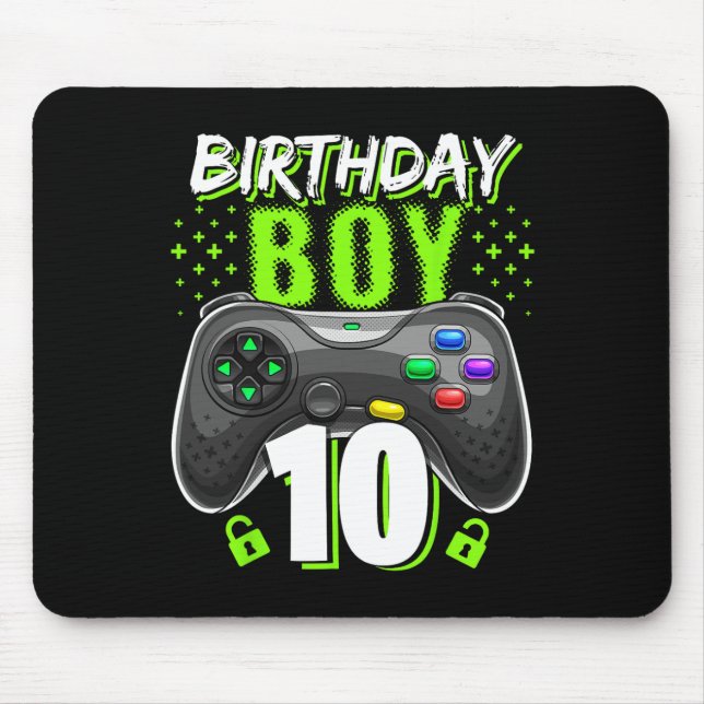 Birthday Boy 10 Video Game Controller Gamer 10th B Mouse Mat (Front)