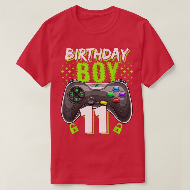 Birthday Boy 11 Video Game Controller Gamer 11th B T-Shirt (Design Front)