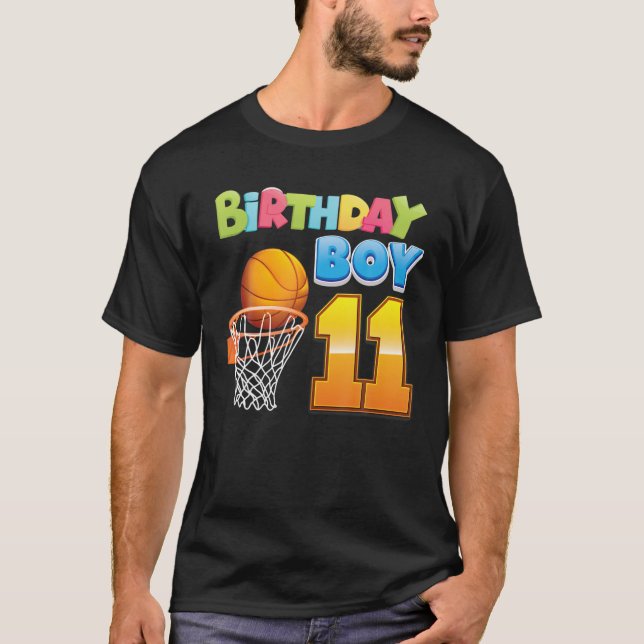 Birthday Boy 11 Years Old 11Th Birthday Basketball T-Shirt (Front)