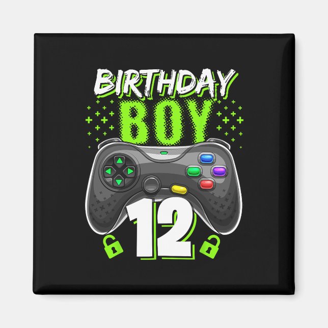 Birthday Boy 12 Video Game Controller Gamer 12th B Magnet (Front)