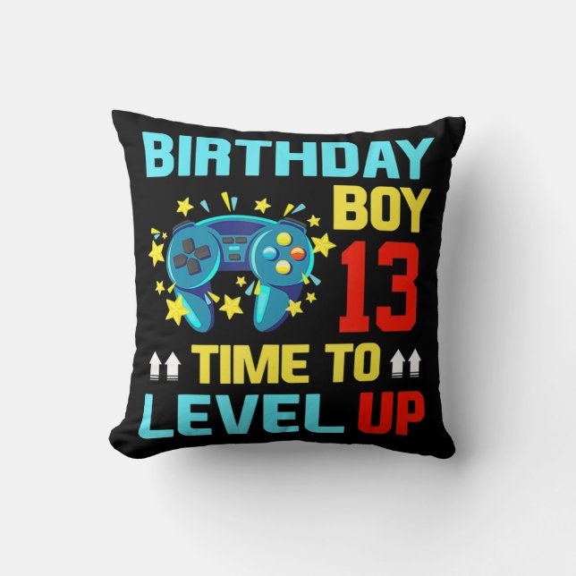 Birthday Boy 13  13 Year Old Video Games Gift Kids Cushion (Front)